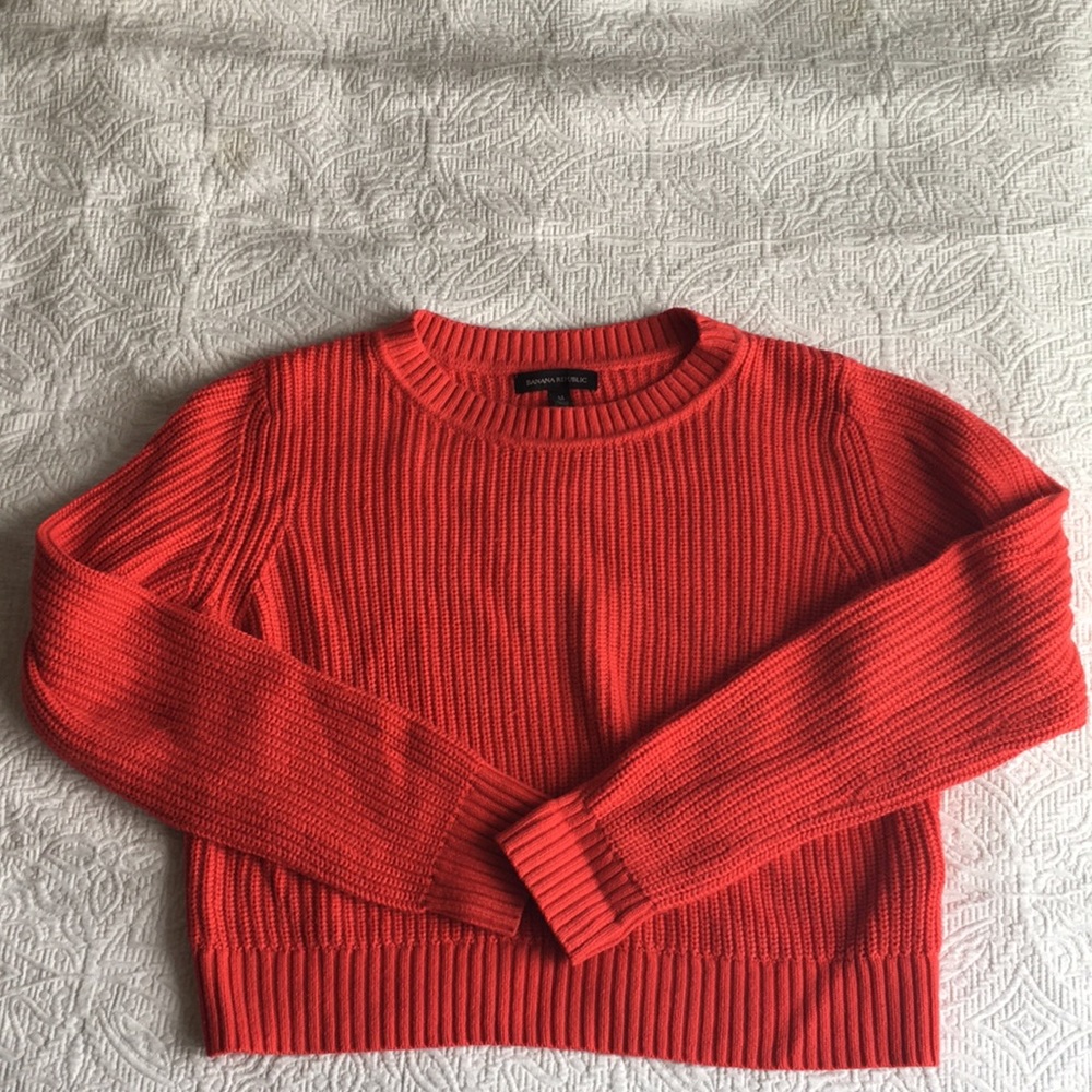 Fire Red Cable Crop Top Sweater